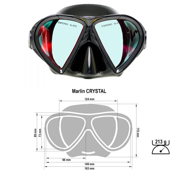 Marlin Crystal Black Mask with mirror lenses