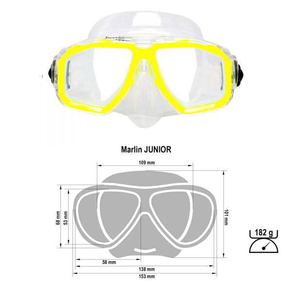 Marlin Junior Yellow Kids scuba diving Mask