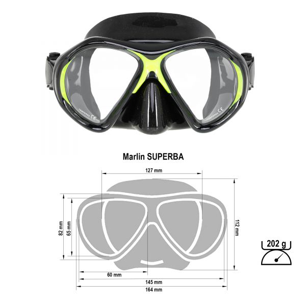 Marlin Superba Neon green/Black Diving Mask